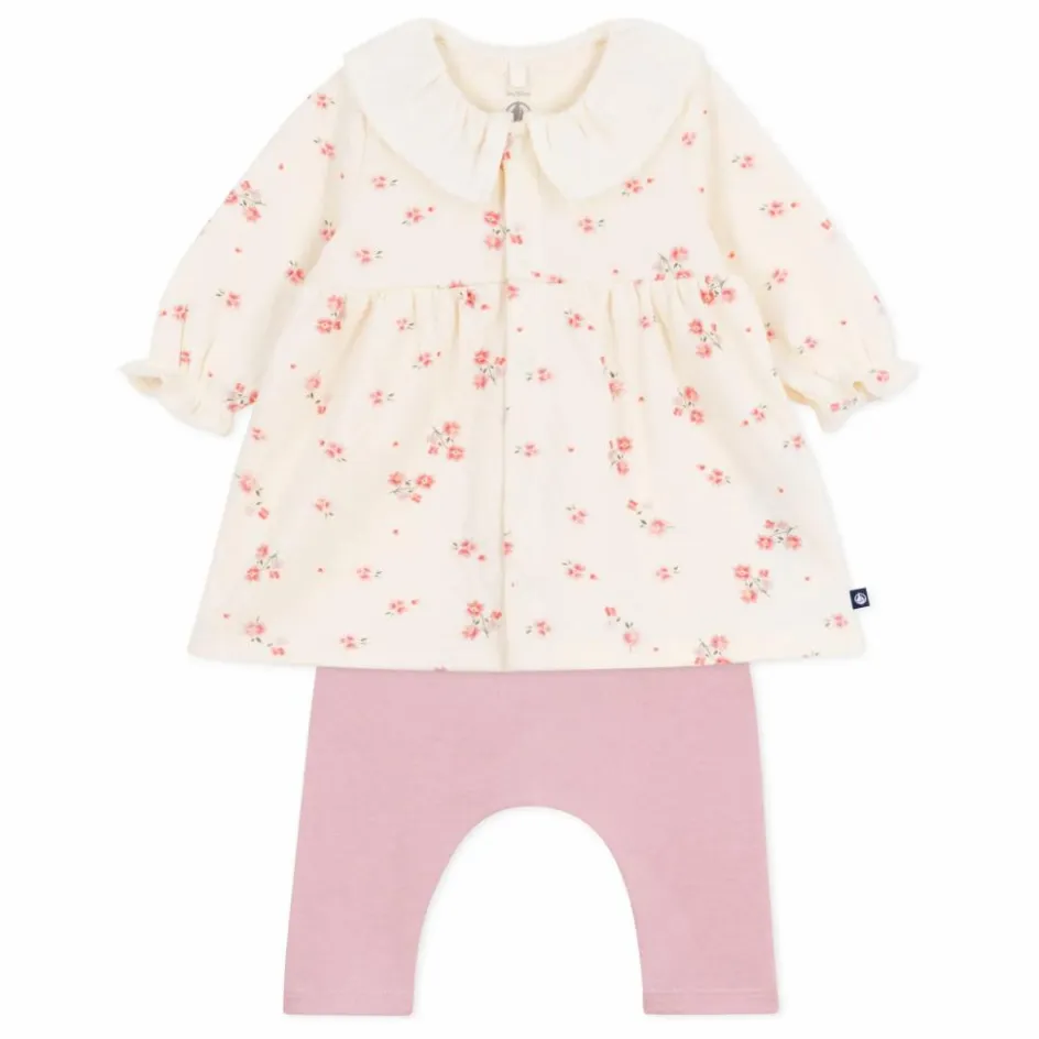 Online Petit Bateau Ensemble Robe et Legging Fleurs Coton Bio | Rose