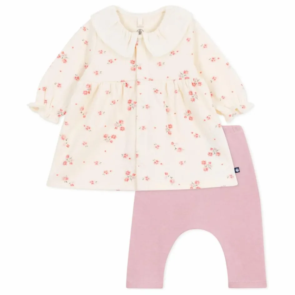 Online Petit Bateau Ensemble Robe et Legging Fleurs Coton Bio | Rose