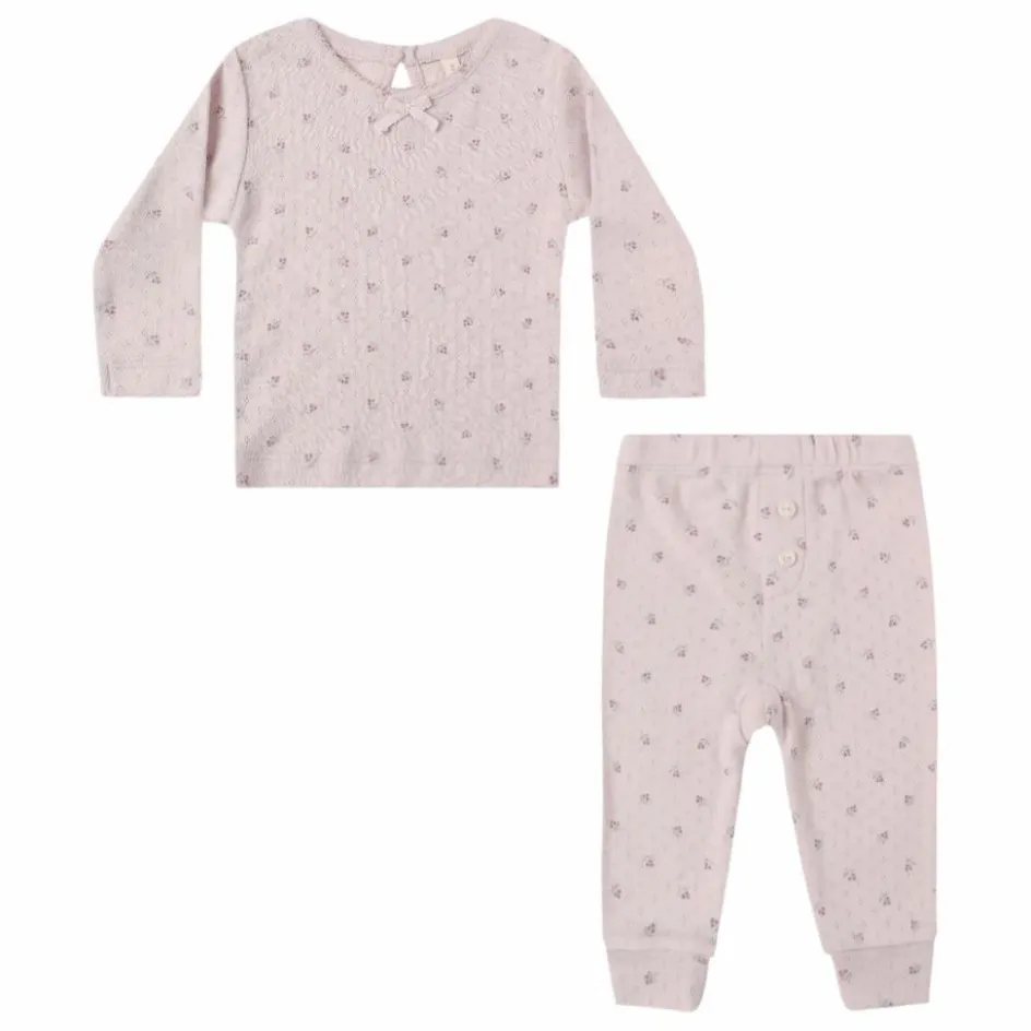 Enfant Quincy Mae Robes, Combinaisons|Bodies, Combinaisons*Ensemble T-shirt et Legging Pointelle Coton Bio | Lilas