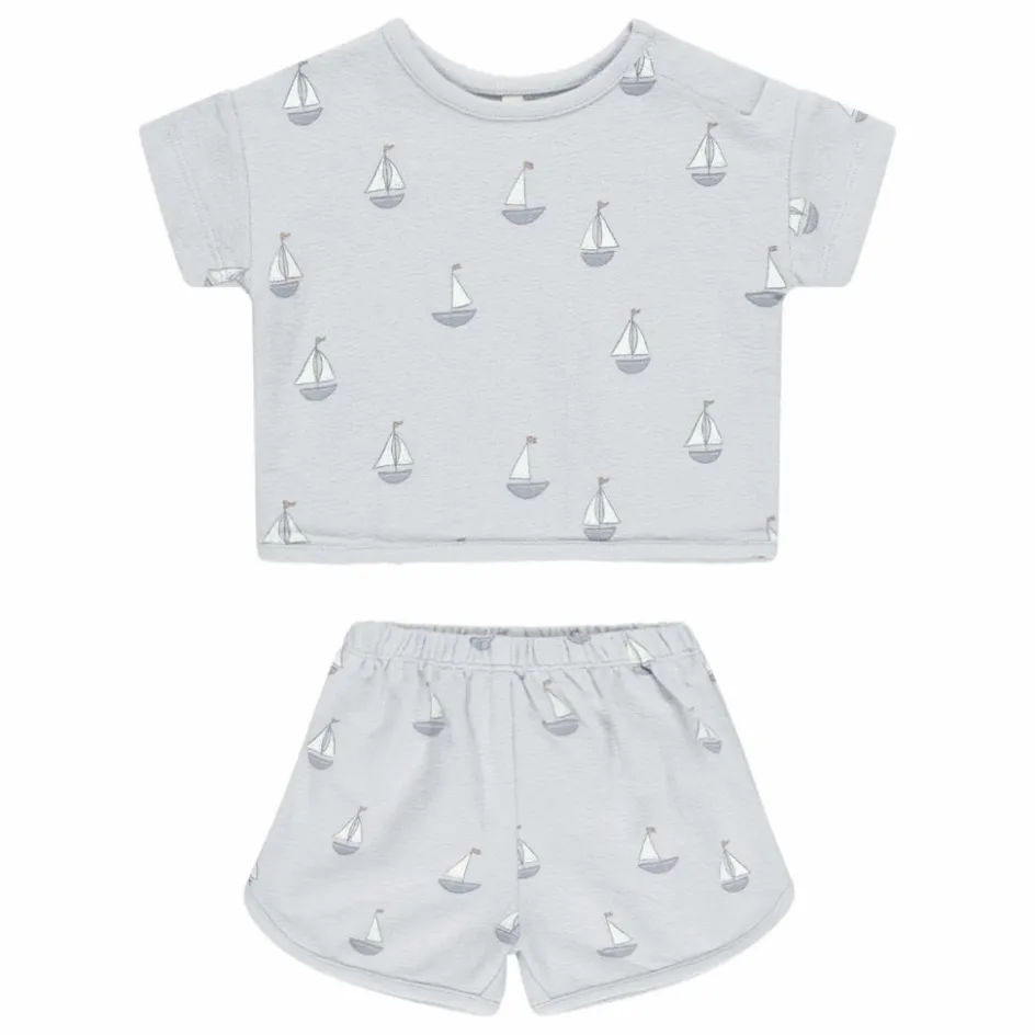 Hot Quincy Mae Ensemble T-shirt et Short Voiliers | Bleu gris