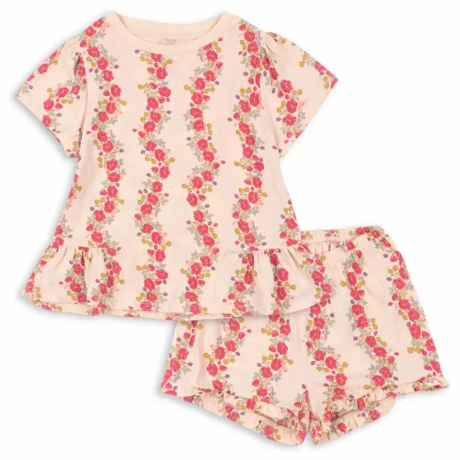 Outlet Konges Sløjd Ensemble T-Shirt et Short Famo Volant Coton Bio | Rose pâle