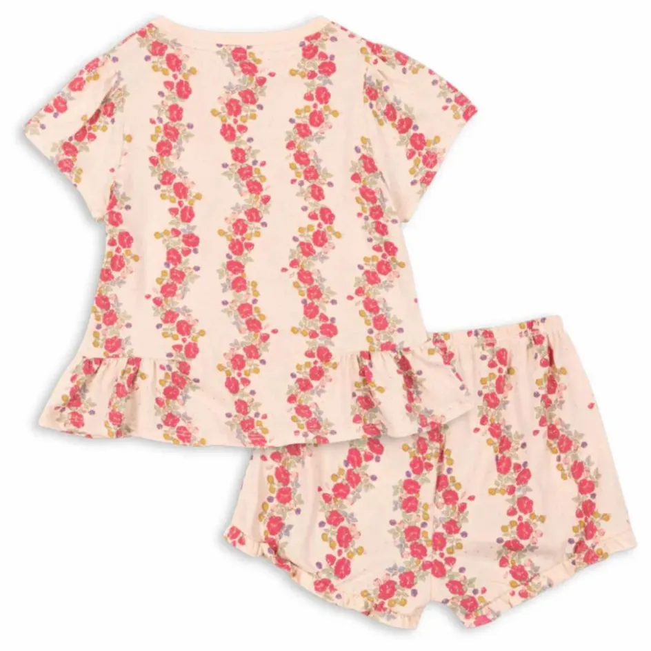 Outlet Konges Sløjd Ensemble T-Shirt et Short Famo Volant Coton Bio | Rose pâle