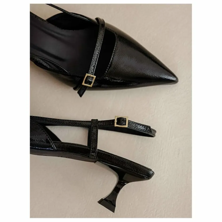 Bobbies Escarpins Reem Cuir Verni Froissé ||Femme Chaussures À Talons