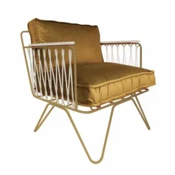 Sale Honoré Fauteuil Croisette doré mat epoxy, velours | Camel