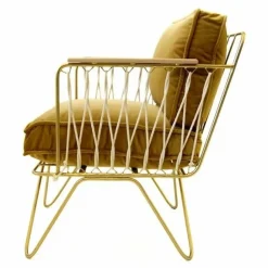 Sale Honoré Fauteuil Croisette doré mat epoxy, velours | Camel