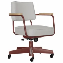 Discount Vitra Fauteuil de bureau Direction Pivotant, piètement japonese red - Jean Prouvé | Gris clair