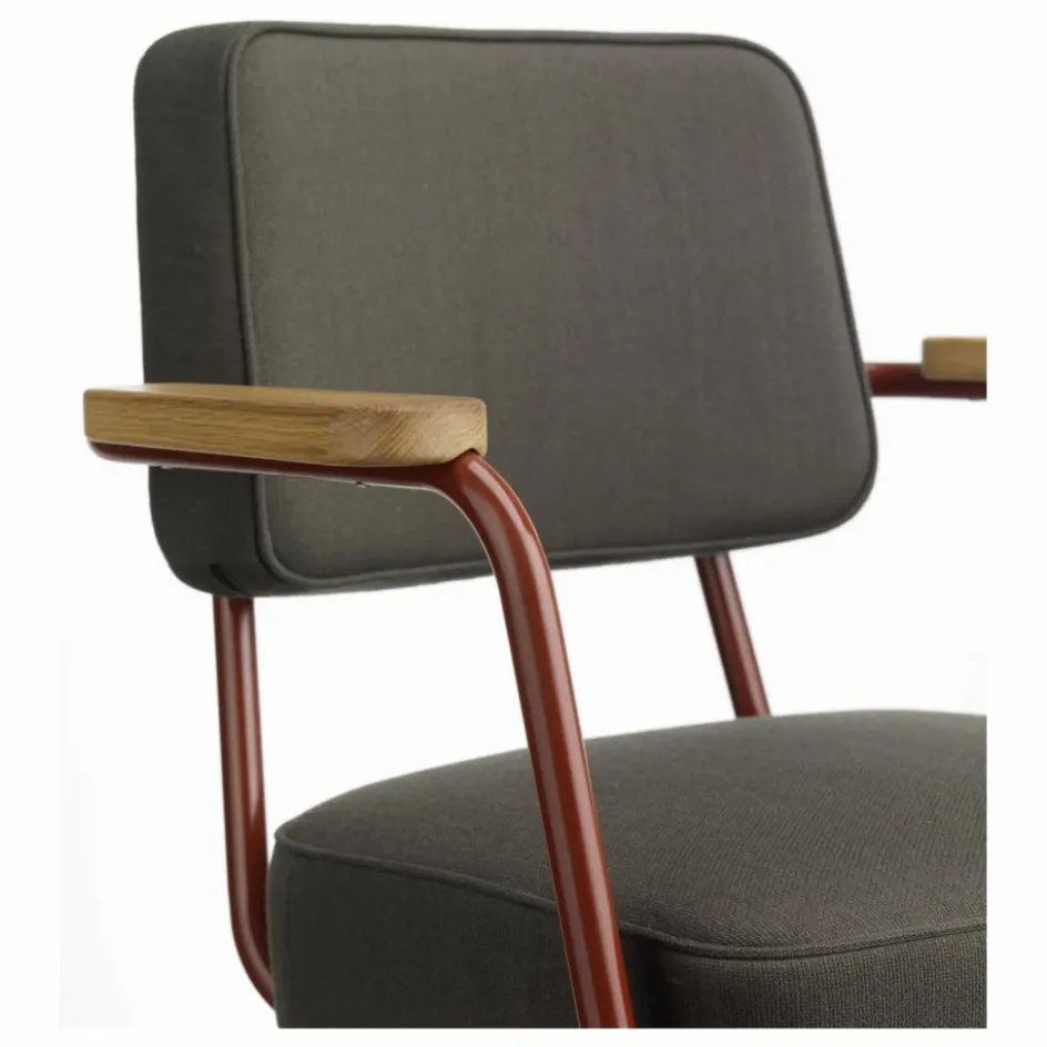 Vitra Chaises, Tabourets, Bancs*Fauteuil de bureau Direction Pivotant, piètement japonese red - Jean Prouvé |