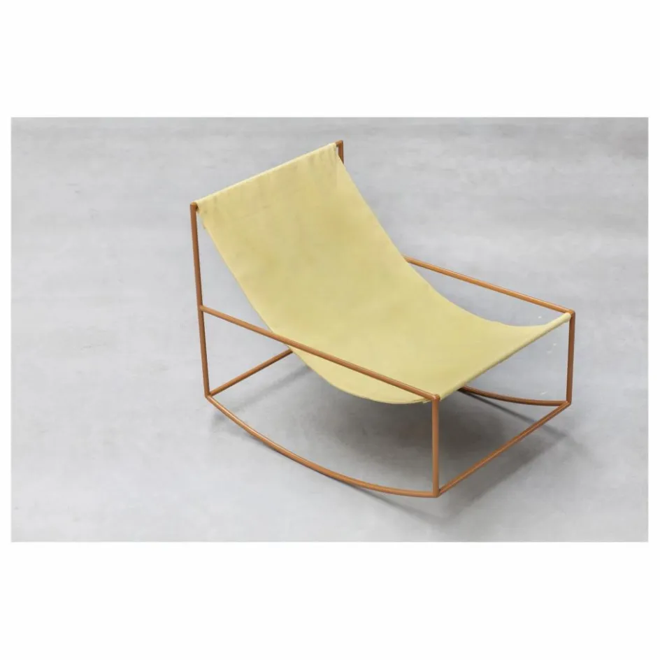 New Valerie Objects Fauteuil en lin Rocking Chair Jaune