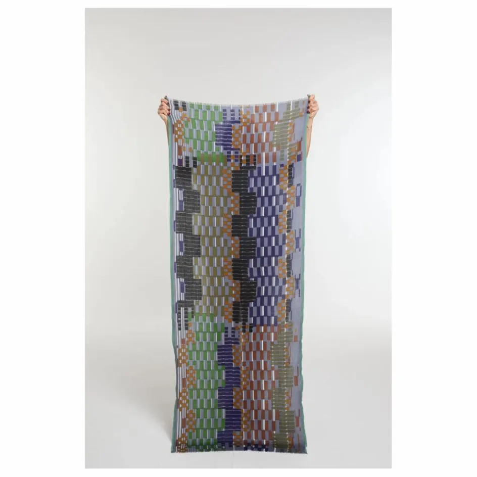 Sale Mapoésie Foulard Saccade Laine | Bleu gris