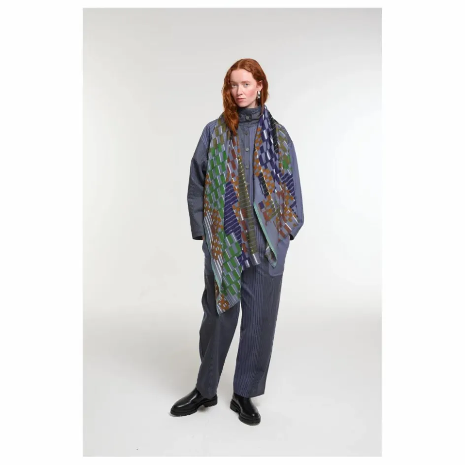 Sale Mapoésie Foulard Saccade Laine | Bleu gris