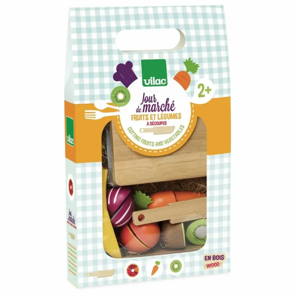 Outlet Vilac Fruits et légumes à découper en bois - Set de 7 Multicolore