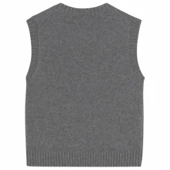 Best The Tiny Big Sister Gilet Sans Manches Boutonné Laine Mérinos | Gris chiné foncé