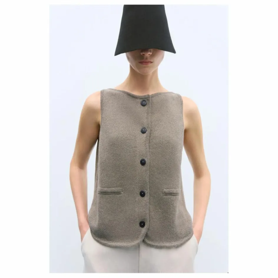 Cordera Gilet Sans Manches Col Bateau Coton Recyclé ||Femme Pulls, Gilets