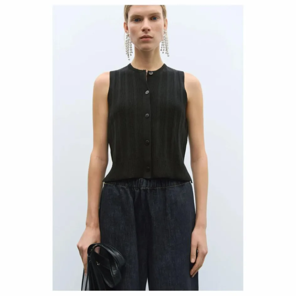 Femme Cordera Pulls, Gilets*Gilet Sans Manches Côtelé Laine Mérinos Extra Fine |