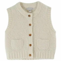 New Emile et Ida Gilet Sans Manches Uni Laine | Ecru