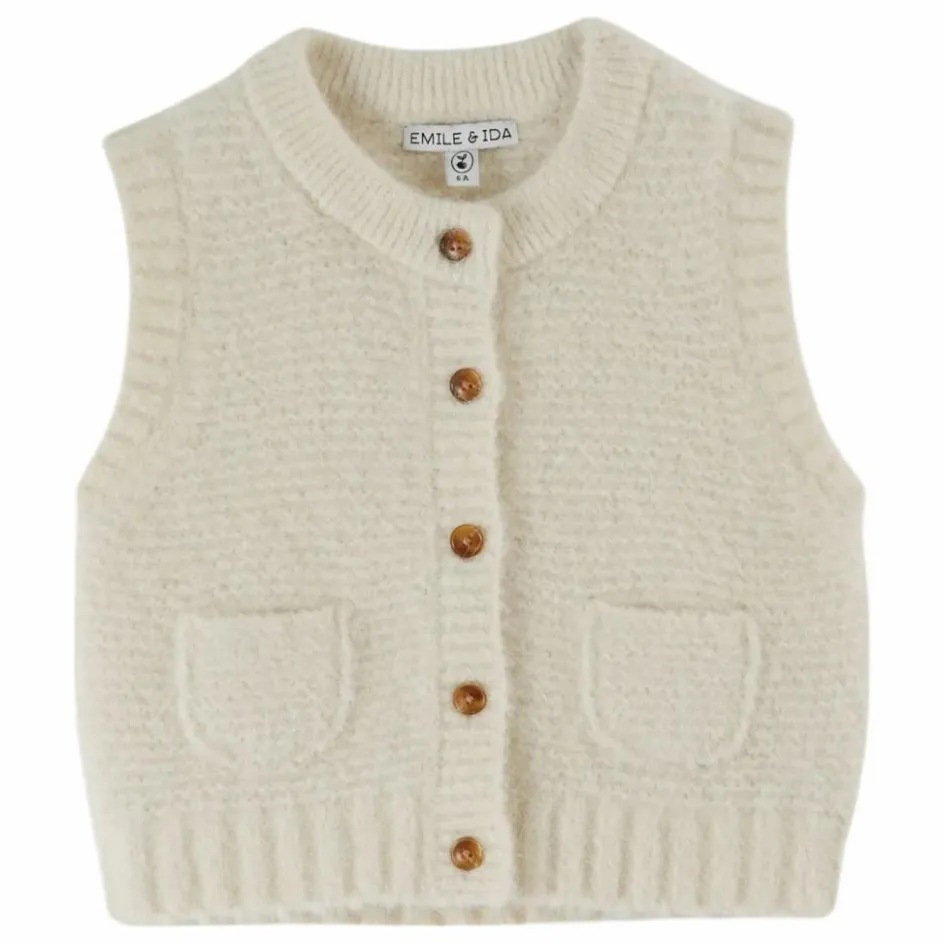 New Emile et Ida Gilet Sans Manches Uni Laine | Ecru