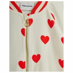 Hot Mini Rodini Gilet Zippé Cœurs Velours Coton Bio | Blanc
