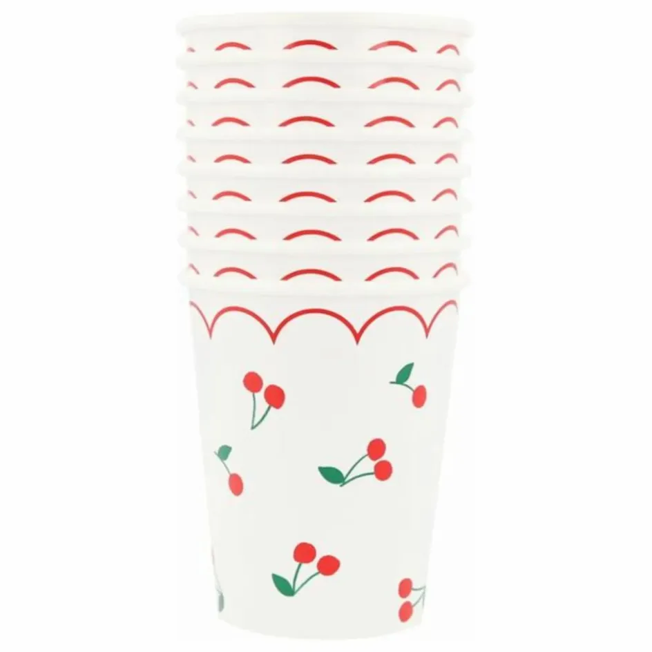 Meri Meri Gobelets Cherry - Set de 8 Blanc