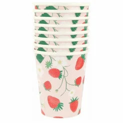 Meri Meri Gobelets Fraise - Set de 8|Enfant Décoration De Fête