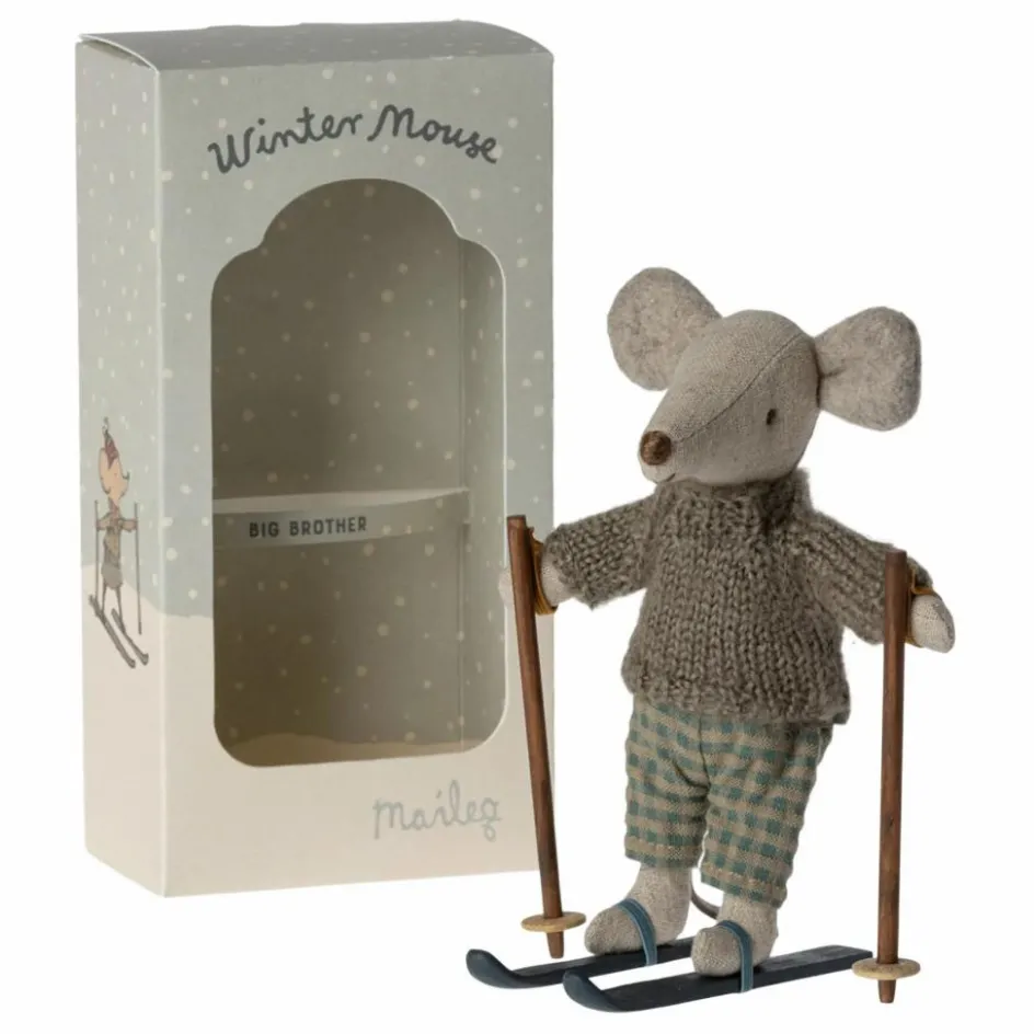 Online Maileg Grand frère souris avec sa paire de ski Multicolore