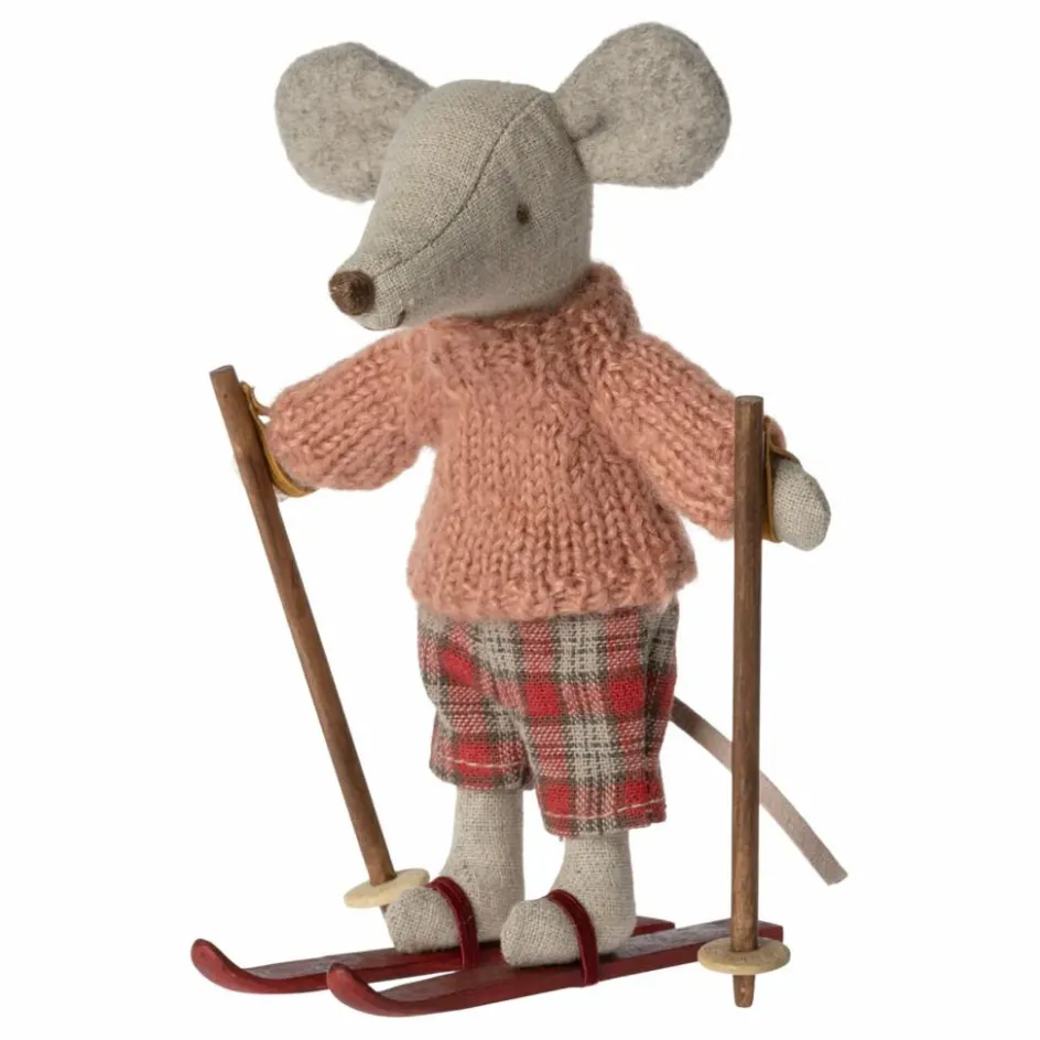 Maileg Grande sœur souris avec sa paire de ski| Maisons De Poupées