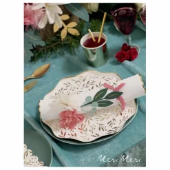 Outlet Grandes assiettes Feuilles dorées - Set de 8 Enfant Décoration De Fête