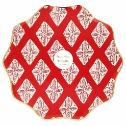 Discount Meri Meri Grandes assiettes Noël motifs Block Print - set de 8 Multicolore