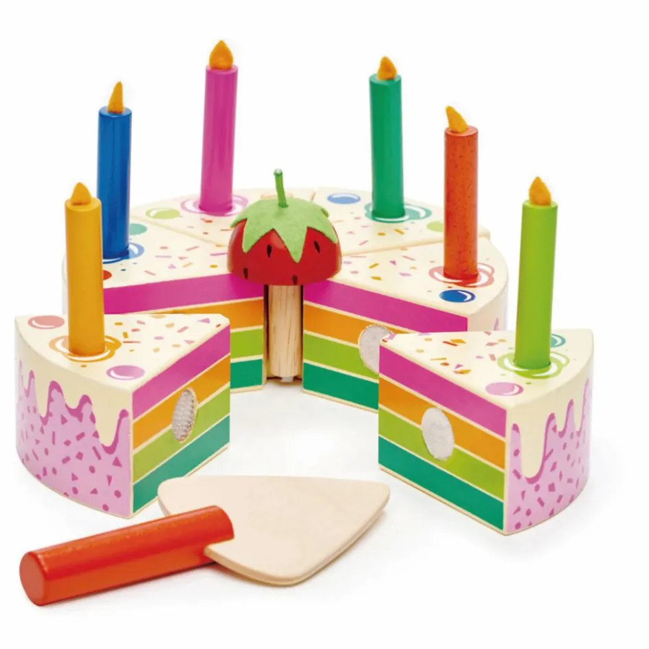 Tender Leaf Toys Gâteau d'anniversaire arc-en-ciel en bois| Cuisines, Marchandes