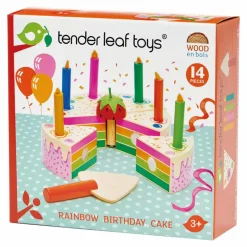 Tender Leaf Toys Gâteau d'anniversaire arc-en-ciel en bois| Cuisines, Marchandes