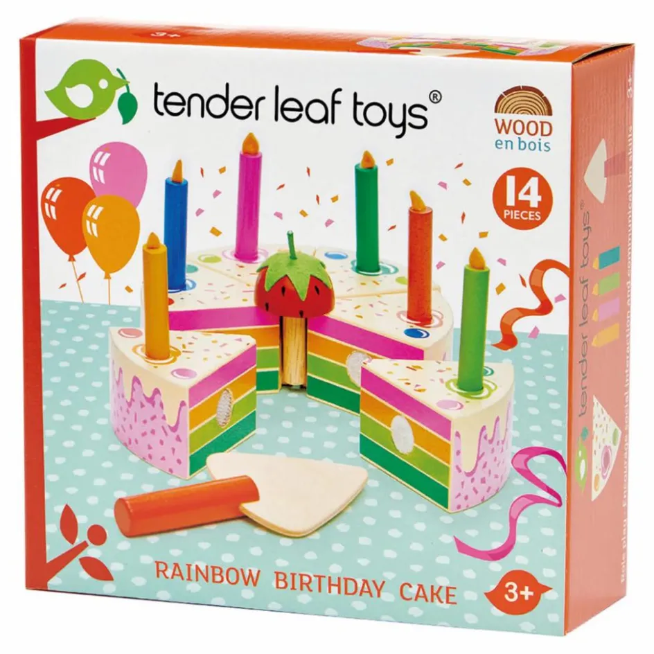 Tender Leaf Toys Gâteau d'anniversaire arc-en-ciel en bois| Cuisines, Marchandes