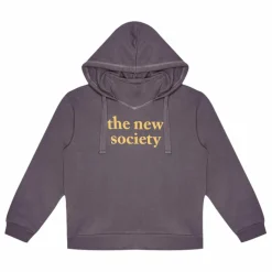 Outlet the new society Hoodie Logo Flock | Prune