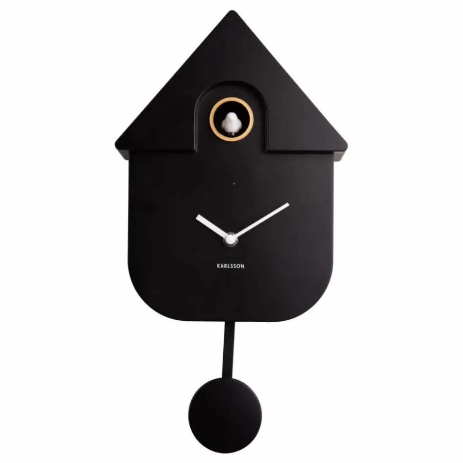 Outlet Present Time Horloge à pendule Modern Cuckoo | Noir