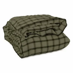 New Le Monde Sauvage Housse de couette Highlands en lin lavé | Vert kaki