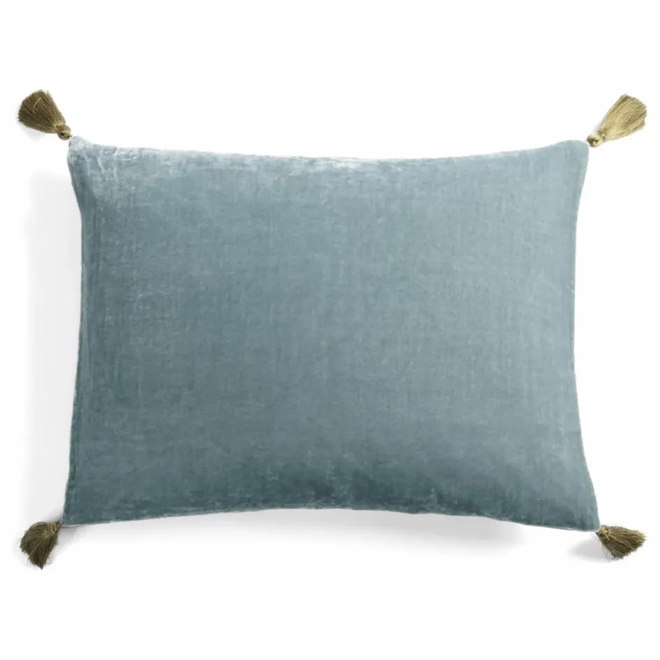 Clearance Le Monde Sauvage Housse de coussin en velours de soie Goa Bleu ciel