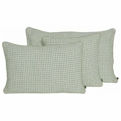 Online Haomy Housse de coussin vichy en lin Piana II | Vert amande
