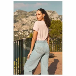 Hot Alma Deia Jean Flare en Coton Bio | Denim bleached