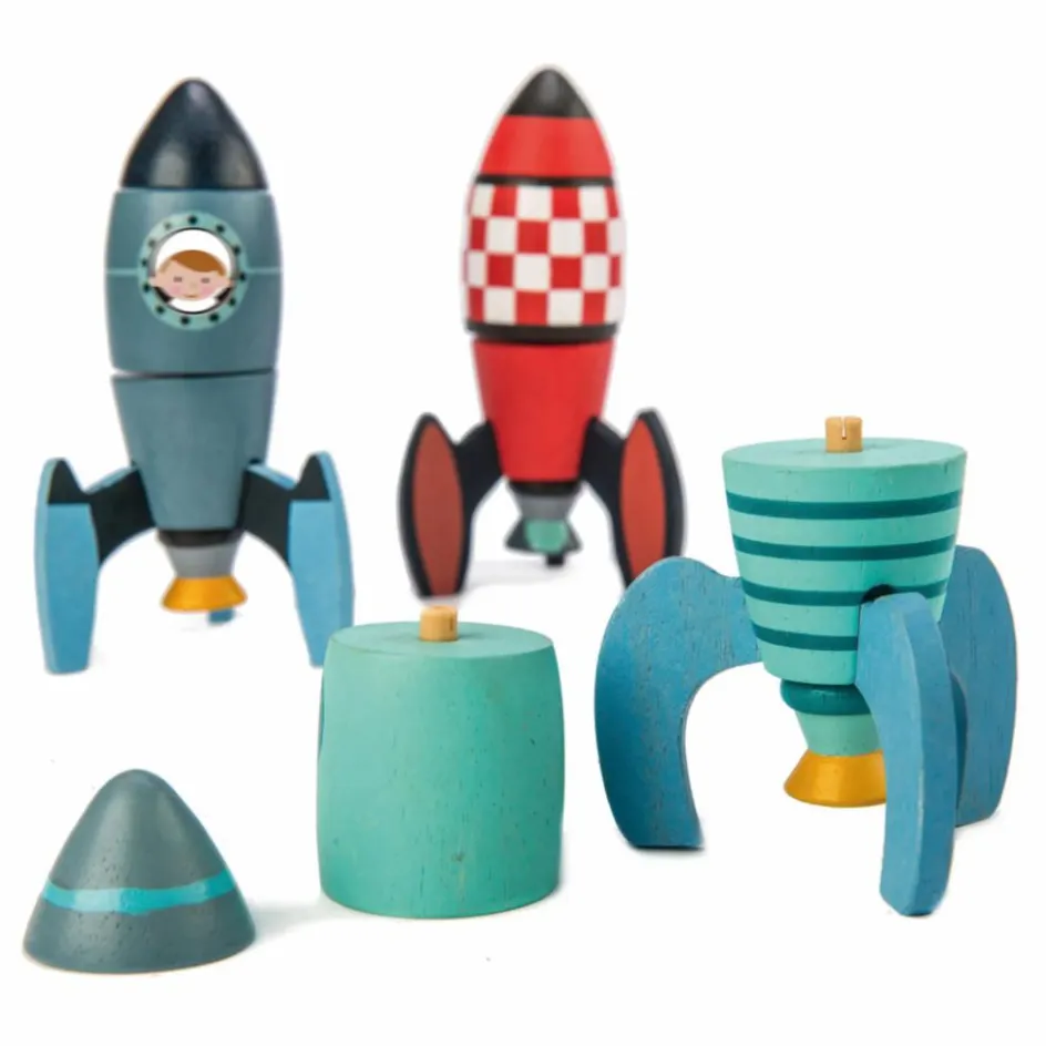 Sale Tender Leaf Toys Jeu de Construction Fusées en bois - Set de 3 Multicolore