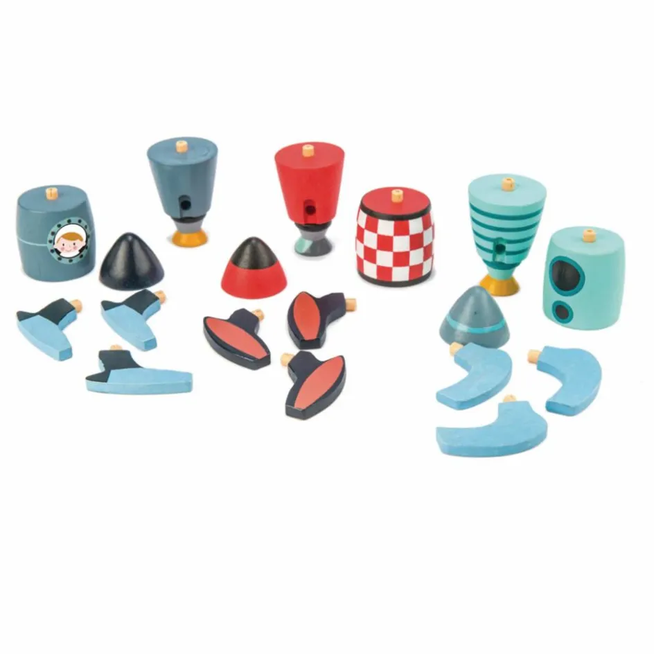 Sale Tender Leaf Toys Jeu de Construction Fusées en bois - Set de 3 Multicolore