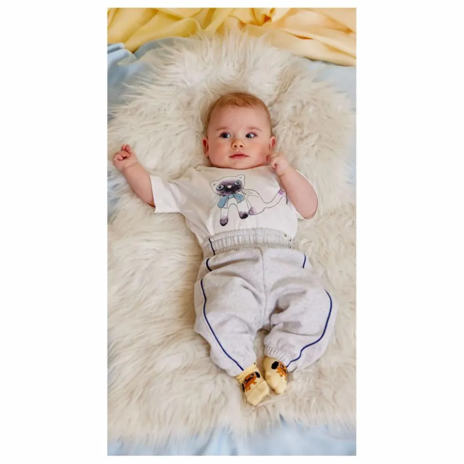 Discount Mini Rodini Jogger Liseré Coton Bio | Gris chiné