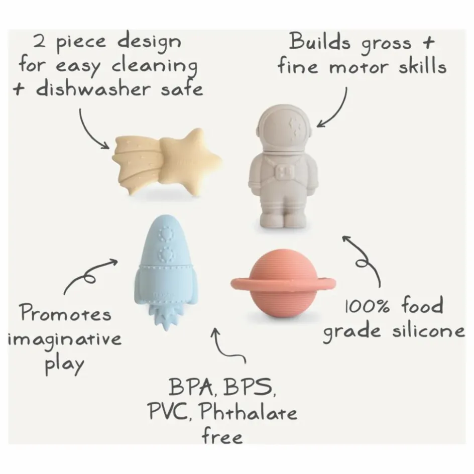 Mushie Jouets pour le bain Espace - Set de 4| Jouets D'Éveil|Jouets D'Éveil