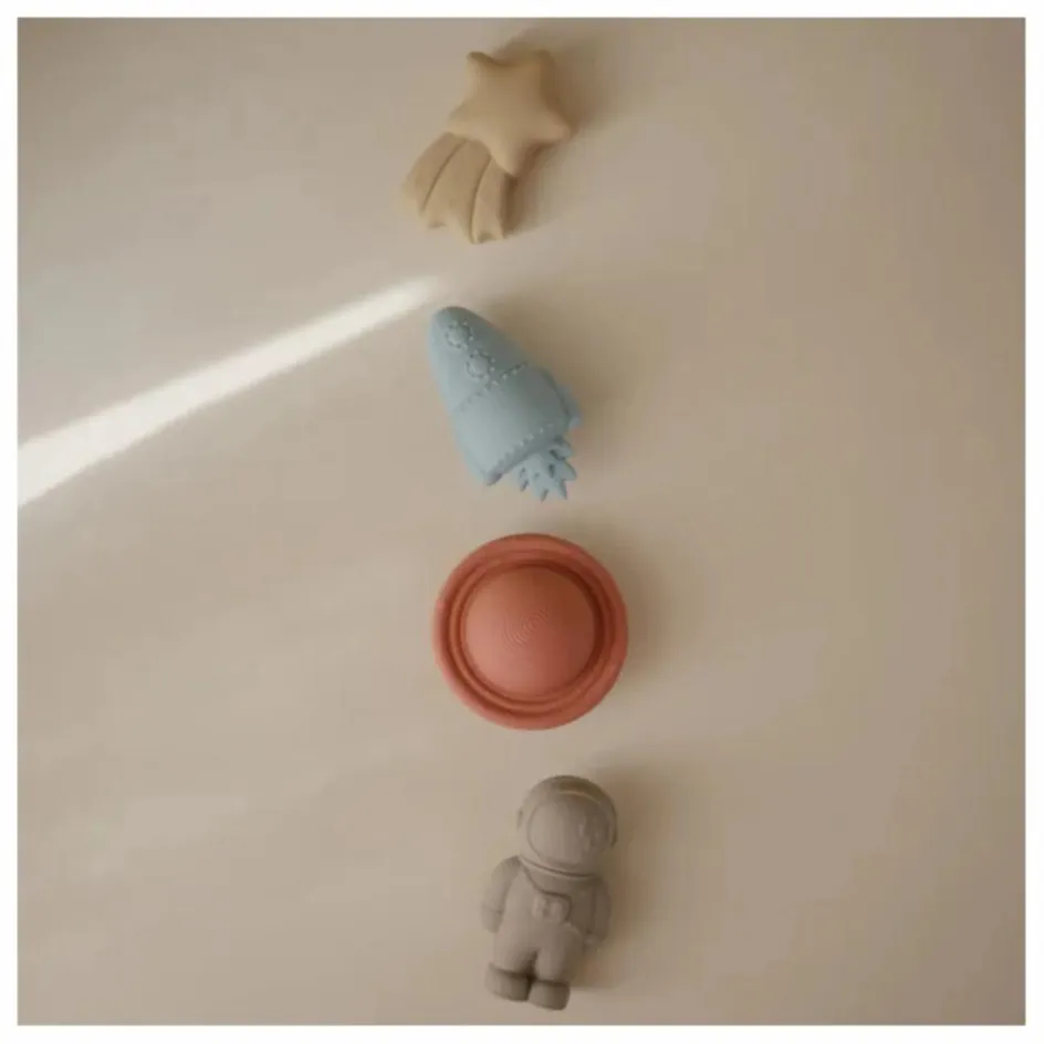 Mushie Jouets pour le bain Espace - Set de 4| Jouets D'Éveil|Jouets D'Éveil