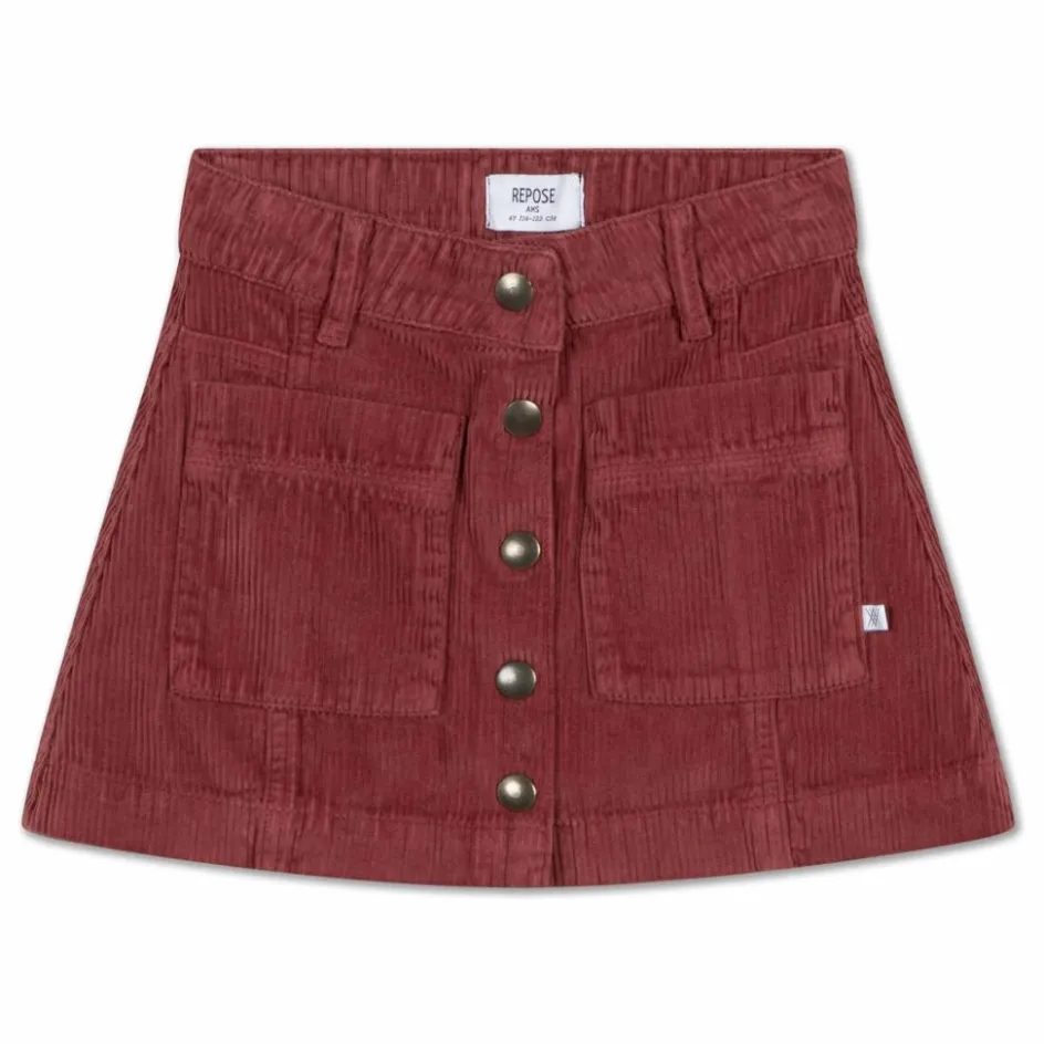 Outlet Repose AMS Jupe Boutonnée Coton Bio | Rouge