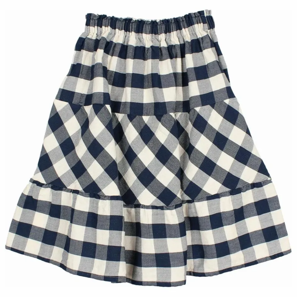 Outlet Búho Jupe Gingham Carreaux | Bleu marine