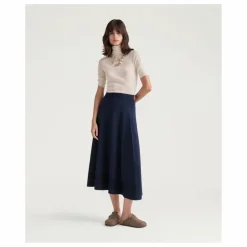 Sale Momoni Jupe Isla Laine Mérinos | Bleu nuit
