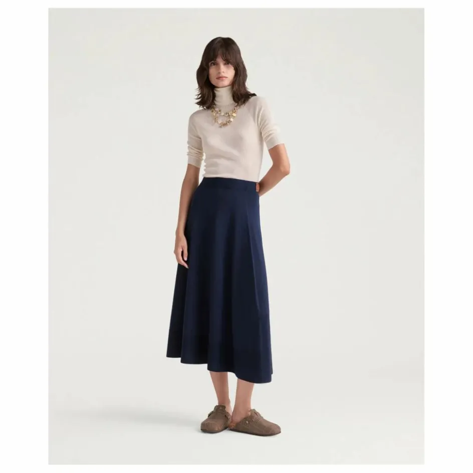 Sale Momoni Jupe Isla Laine Mérinos | Bleu nuit