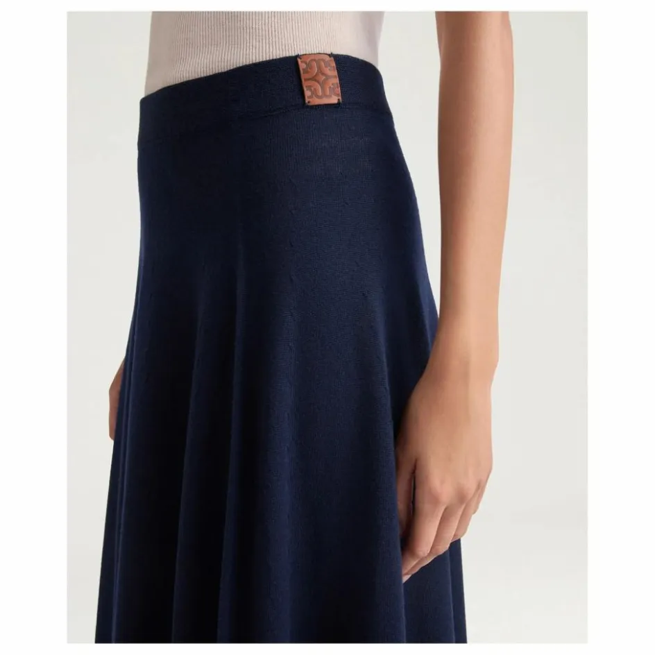 Sale Momoni Jupe Isla Laine Mérinos | Bleu nuit