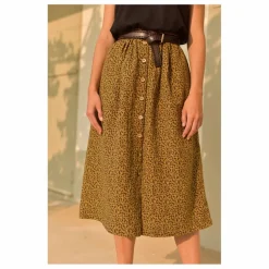 Sale Marlot Paris Jupe Minette Mini Léopard Coton Bio - Collection Femme | Marron