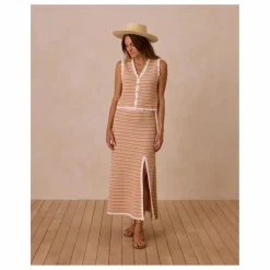 Rylee + Cru Jupe Rayure Maille | Rose