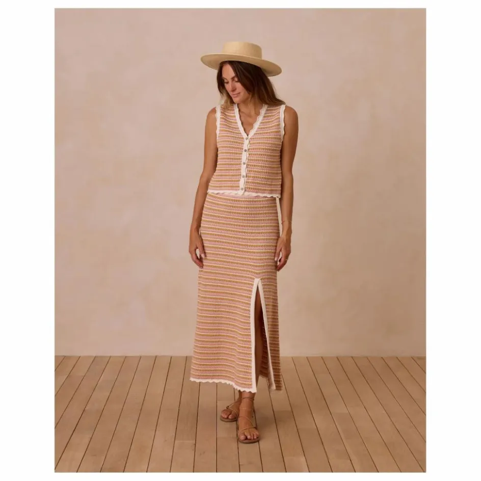 Rylee + Cru Jupe Rayure Maille | Rose