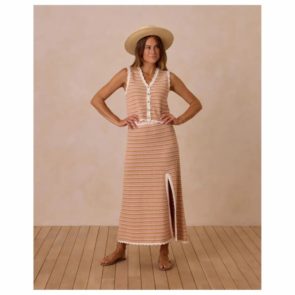 Rylee + Cru Jupe Rayure Maille | Rose